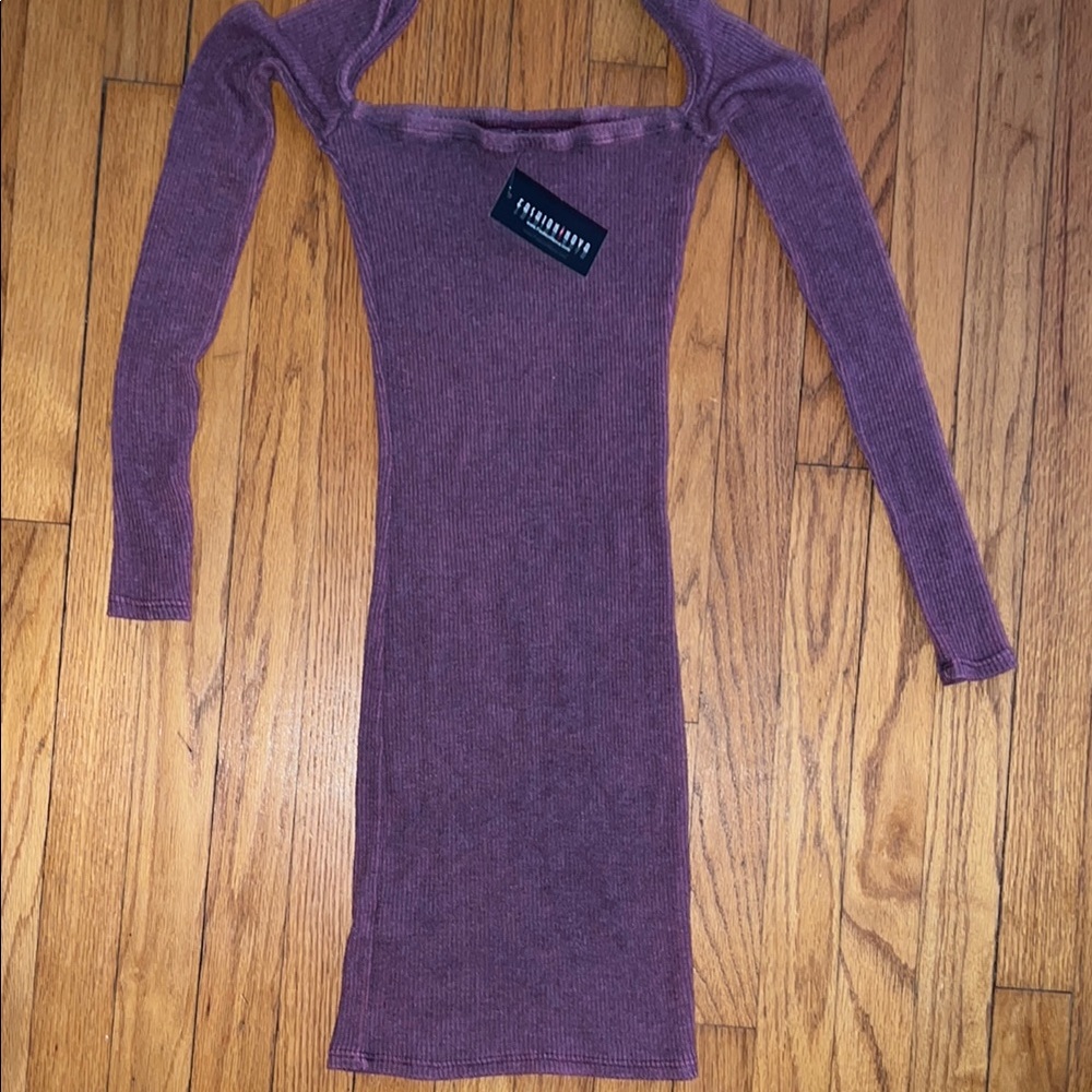Fashion Nova Purple Ribbed Knit Dress